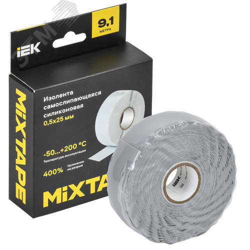 MIXTAPE PRO Изолента самослипающаяся силиконовая резиновая 0,5х25мм 9,1м 70 IEK - фото 2