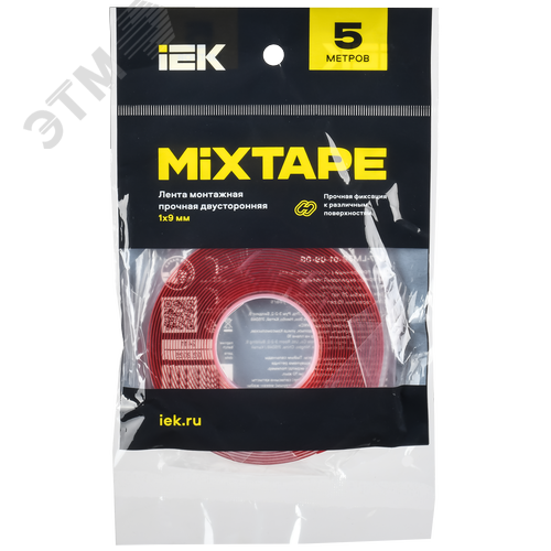 MIXTAPE PRO Лента монтажная прочная двусторонняя 1х9мм 5м IEK - фото 7