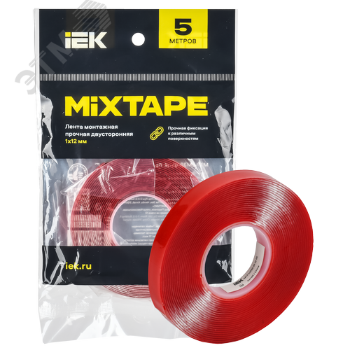 MIXTAPE PRO Лента монтажная прочная двусторонняя 1х12мм 5м IEK - фото 2