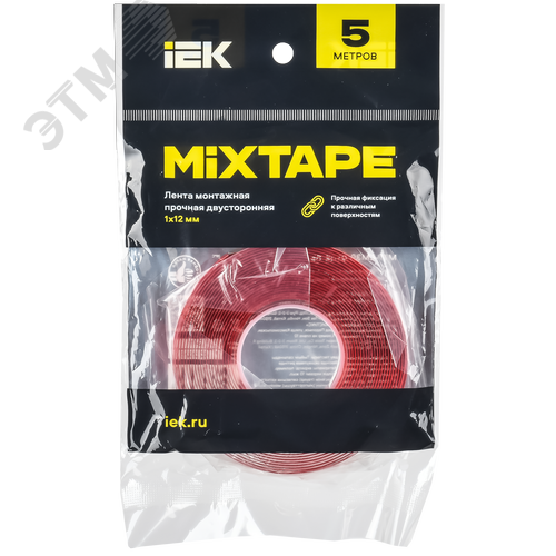 MIXTAPE PRO Лента монтажная прочная двусторонняя 1х12мм 5м IEK - фото 7