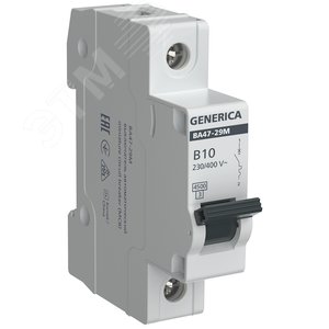 Изображение товара Выключатель автоматический ВА47-29М 1P 10А 4,5кА B GENERICA (шт)
