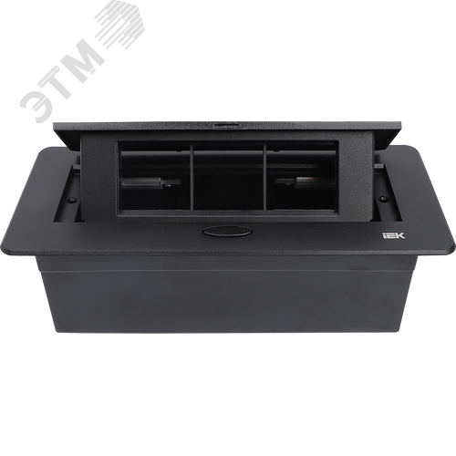 PRIMER Блок розеточный с выдвижной крышкой на 6 модулей черный IEK - фото 2