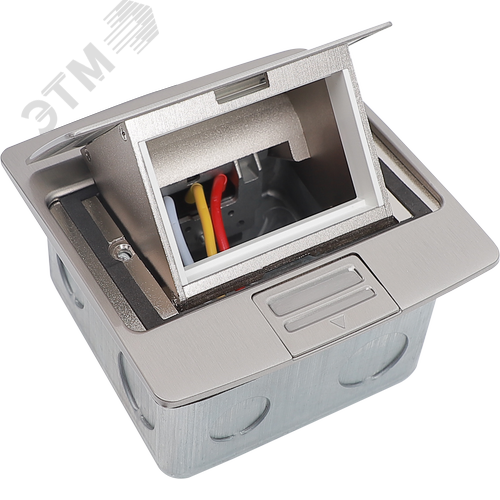 PRIMER Лючок с откидной крышкой неукомплектованный на 3 модуля IP42 нержавеющая сталь IEK - фото 3