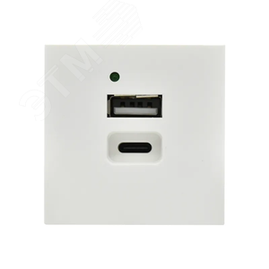 PRIMER РКЮ-25-40-П Розетка USB A+C 5В 4,2А (2 модуля) белая IEK - фото 2