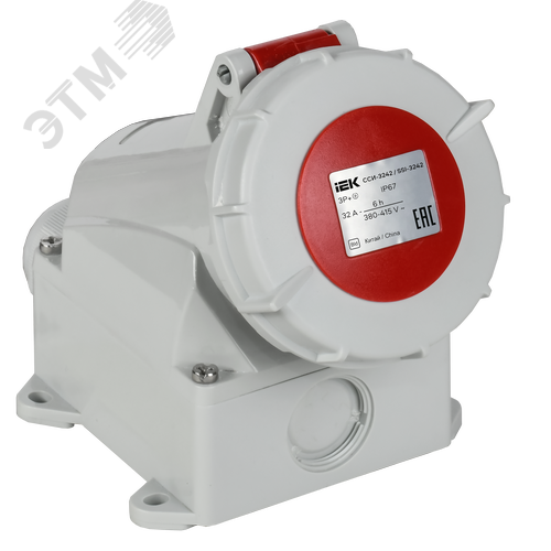 Изображение товара Розетка стационарная ССИ-1142 16А-6ч 380В 3P+PE IP67 IEK (шт)