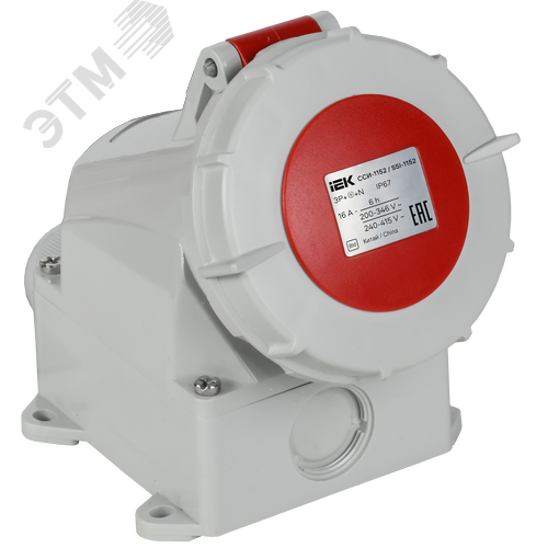 Изображение товара Розетка стационарная ССИ-1152 16А-6ч 380В 3P+PE+N IP67 IEK (шт)