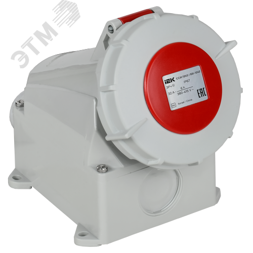 Изображение товара Розетка стационарная ССИ-1242 32А-6ч 380В 3P+PE IP67 IEK (шт)