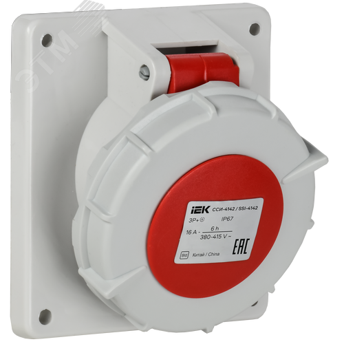 Изображение товара Розетка встраиваемая ССИ-4142 16А-6ч/380В 3P+PE IP67 IEK (шт)