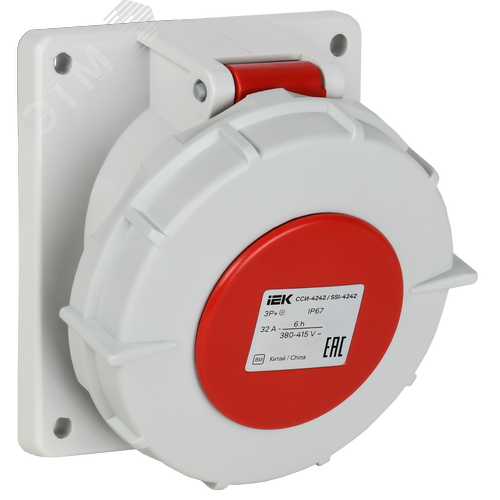 Изображение товара Розетка встраиваемая ССИ-4242 32А-6ч/380В 3P+PE IP67 IEK (шт)