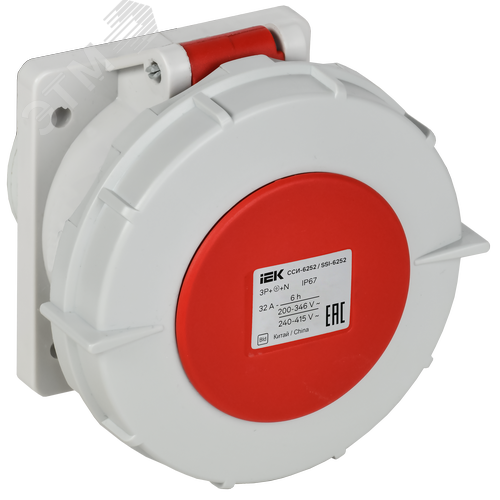 Изображение товара Розетка встраиваемая прямаяССИ-6252 32А-6ч 380В 3P+PE+N IP67 IEK (шт)