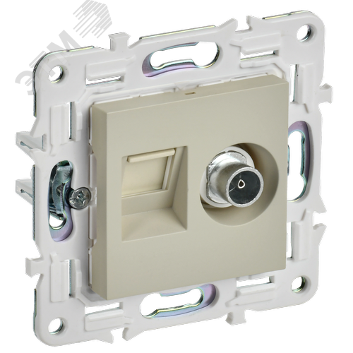 SKANDY Розетка двойная TV+RJ45 кат.6E SK-A15B бежевый IEK - фото 1
