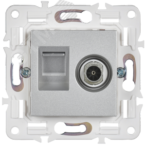 SKANDY Розетка двойная TV+RJ45 кат.5E SK-A14S серебряный IEK - фото 2