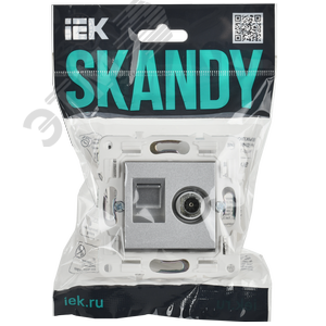 SKANDY Розетка двойная TV+RJ45 кат.5E SK-A14S серебряный IEK - фото 6