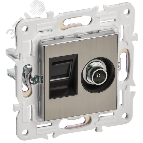 SKANDY Розетка двойная TV+RJ45 кат.5E SK-A14N никель IEK - фото 1