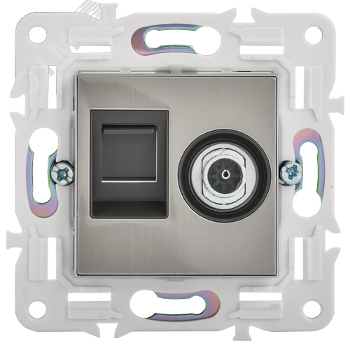 SKANDY Розетка двойная TV+RJ45 кат.5E SK-A14N никель IEK - фото 3