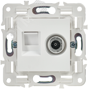 SKANDY Розетка двойная TV+RJ45 кат.6E SK-A15W арктический белый IEK - фото 2