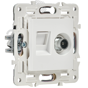 SKANDY Розетка двойная TV+RJ45 кат.6E SK-A15W арктический белый IEK - фото 3