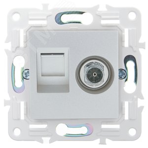 SKANDY Розетка двойная TV+RJ45 кат.6E SK-A15S серебряный IEK - фото 2