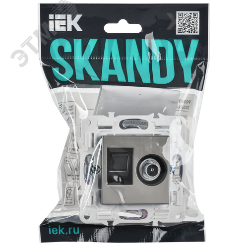 SKANDY Розетка двойная TV+RJ45 кат.6E SK-A15N никель IEK - фото 2