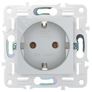 SKANDY Розетка с заземлением без защитных шторок 16А SK-R05S серебряный IEK - фото 2