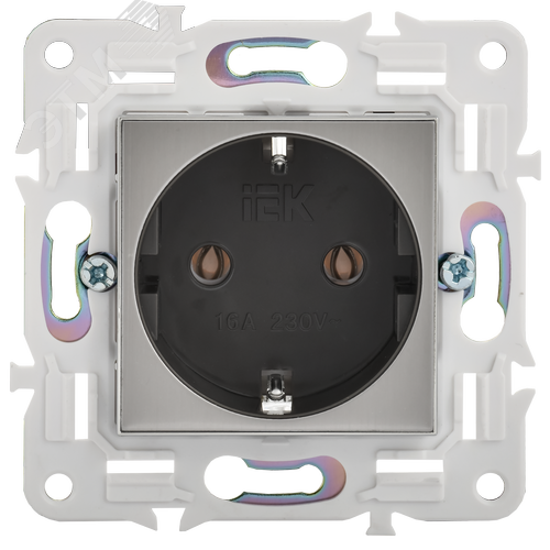 SKANDY Розетка с заземлением без защитных шторок 16А SK-R05N никель IEK - фото 3