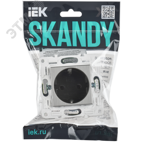 SKANDY Розетка с заземлением без защитных шторок 16А SK-R05N никель IEK - фото 2