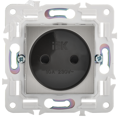 SKANDY Розетка без заземления с защитными шторками 10А SK-R01N никель IEK - фото 3
