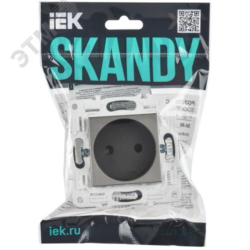 SKANDY Розетка без заземления с защитными шторками 10А SK-R01N никель IEK - фото 2