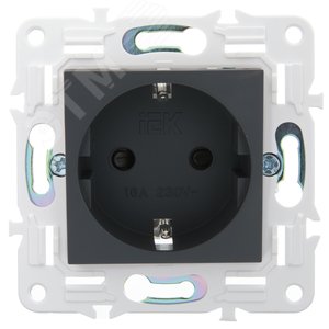 SKANDY Розетка с заземлением с защитными шторками 16А безвинтовое крепление SK-R06G графит IEK - фото 2