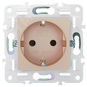 SKANDY Розетка с заземлением с защитными шторками 16А безвинтовое крепление SK-R06Sa песочный IEK - фото 2