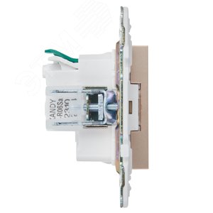 SKANDY Розетка с заземлением с защитными шторками 16А безвинтовое крепление SK-R06Sa песочный IEK - фото 4