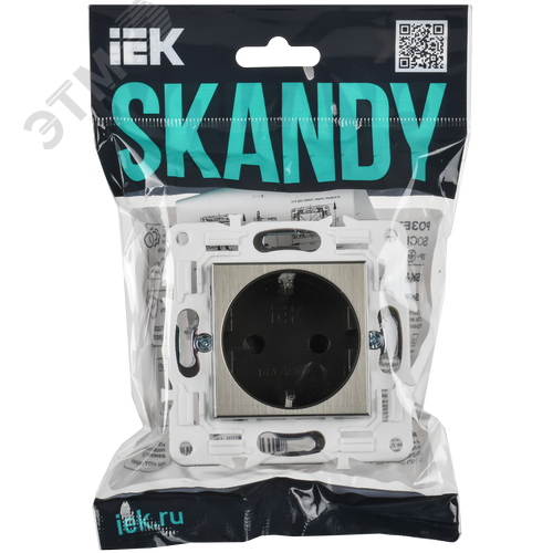 SKANDY Розетка с заземлением с защитными шторками 16А SK-R04N никель IEK - фото 2