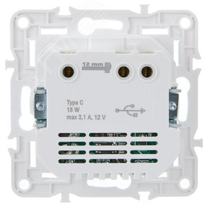 SKANDY Розетка с заземлением с защитными шторками 16А с USB C 18Вт SK-R17W арктический белый IEK - фото 3