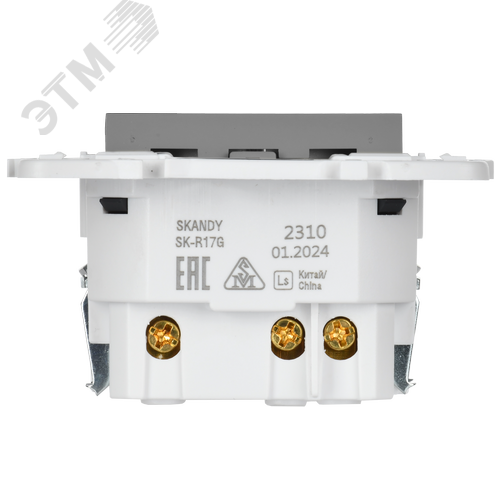 SKANDY Розетка с заземлением с защитными шторками 16А с USB C 18Вт SK-R17Gr серый IEK - фото 3