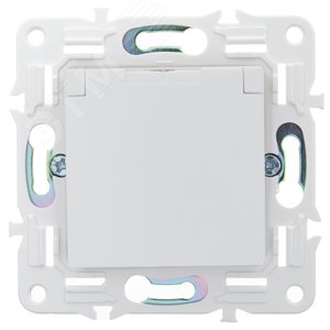 SKANDY Розетка 1-местная с заземлением с защитными шторками и крышкой 16А IP44 SK-R11W арктический белый IEK - фото 2