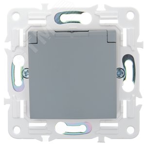 SKANDY Розетка 1-местная с заземлением с защитными шторками и крышкой 16А IP44 SK-R11Gr серый IEK - фото 2