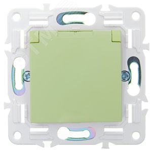 SKANDY Розетка 1-местная с заземлением с защитными шторками и крышкой 16А IP44 SK-R11G мятный IEK - фото 2