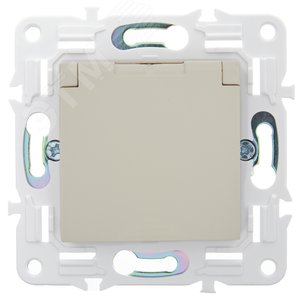 SKANDY Розетка 1-местная с заземлением с защитными шторками и крышкой 16А IP44 SK-R11B бежевый IEK - фото 2