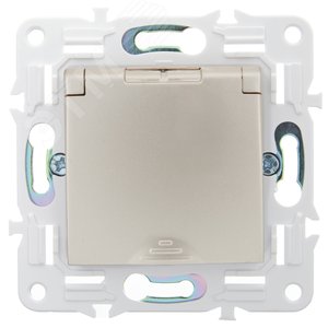 SKANDY Розетка 1-местная с заземлением с защитными шторками и крышкой 16А IP44 SK-R11Sh шампань IEK - фото 2