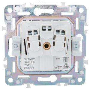 SKANDY Розетка 1-местная с заземлением с защитными шторками и крышкой 16А IP44 SK-R11Sh шампань IEK - фото 3