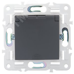 SKANDY Розетка 1-местная с заземлением с защитными шторками и крышкой 16А IP44 SK-R11T титан IEK - фото 2