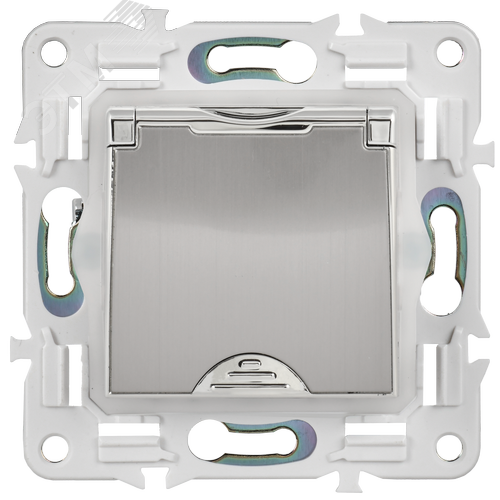 SKANDY Розетка 1-местная с заземлением с защитными шторками и крышкой 16А IP44 SK-R11N никель IEK - фото 3