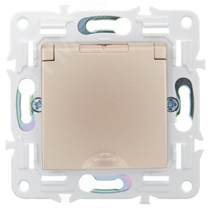 SKANDY Розетка 1-местная с заземлением с защитными шторками и крышкой 16А IP44 SK-R11Sa песочный IEK - фото 2