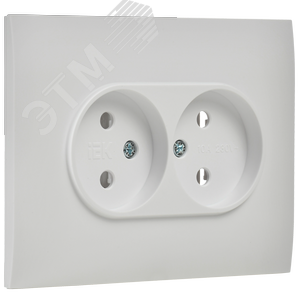 SKANDY Розетка 2-местная без заземления без защитных шторок 10А в сборе SK-R10W арктический белый IEK - фото 3