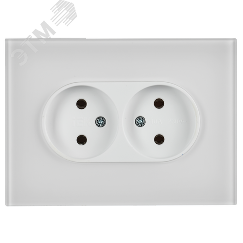 SKANDY Розетка 2-местная без заземления без защитных шторок для плоской вилки 10А SK-R03W стекло арктический белый - фото 2