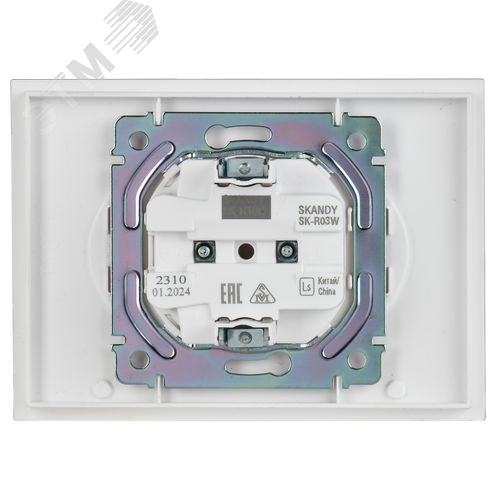 SKANDY Розетка 2-местная без заземления без защитных шторок для плоской вилки 10А SK-R03W стекло арктический белый - фото 5