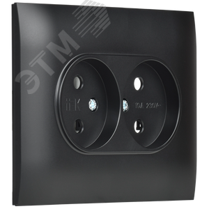 SKANDY Розетка 2-местная без заземления без защитных шторок 10А в сборе SK-R10Bl черный IEK - фото 3