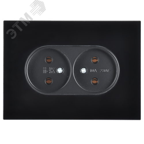 SKANDY Розетка 2-местная без заземления без защитных шторок для плоской вилки 10А SK-R03Bl стекло черный - фото 2