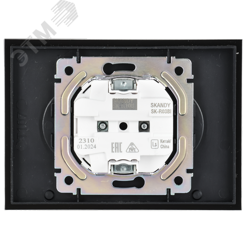SKANDY Розетка 2-местная без заземления без защитных шторок для плоской вилки 10А SK-R03Bl стекло черный - фото 5