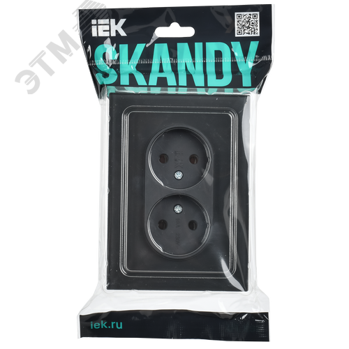 SKANDY Розетка 2-местная без заземления без защитных шторок для плоской вилки 10А SK-R03Bl стекло черный - фото 6